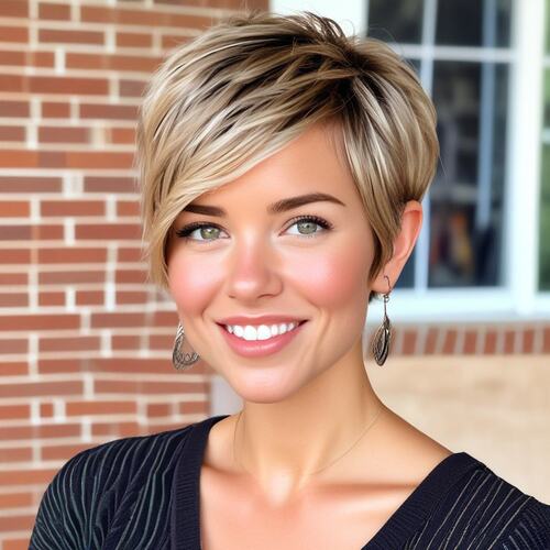 Long Pixie Cut with Sweeping Bangs