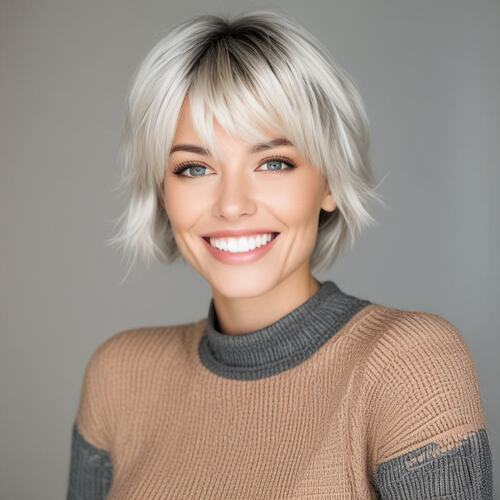 Blunt Bob with Subtle Layers and Fringe