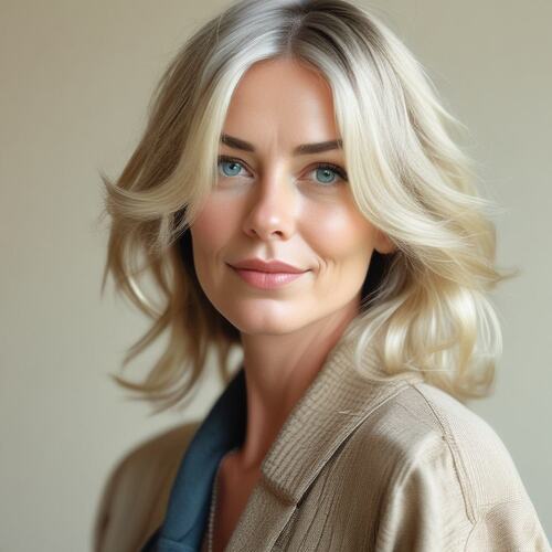 Voluminous Layered Bob on Stunning Blonde Hair for Woman Over 40