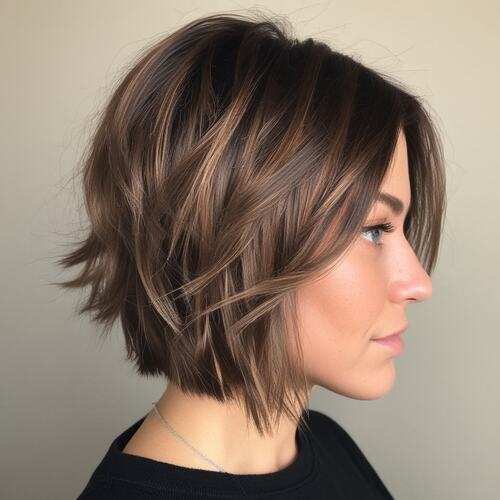 Layered Bob with Side-Swept Bangs