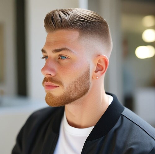 Layered Crew Cut with High Fade