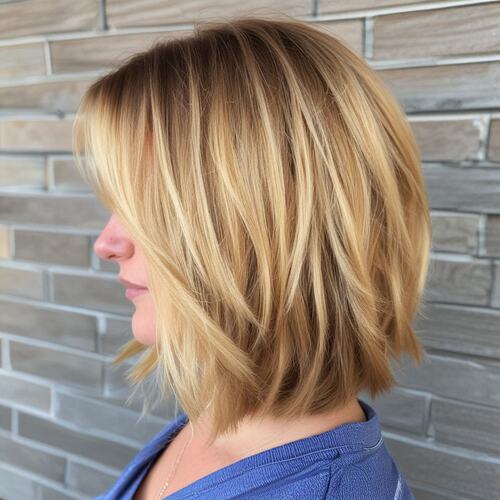 Warm Honey Blonde Bob