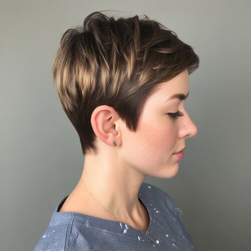 Side-Parted Tapered Pixie for a Sleek Look