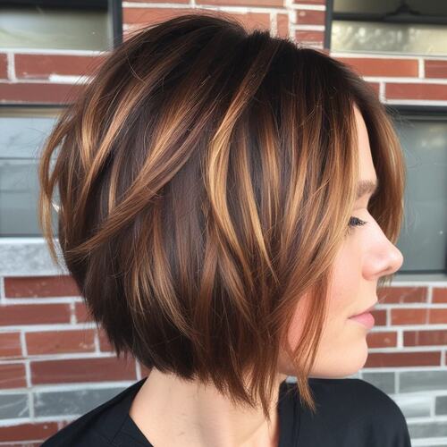 Layered Bob with Piecey Highlight Accents