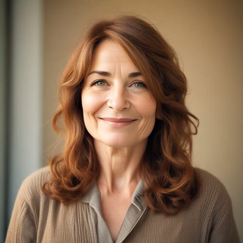 Playful Reddish Brown Waves on Mature Woman