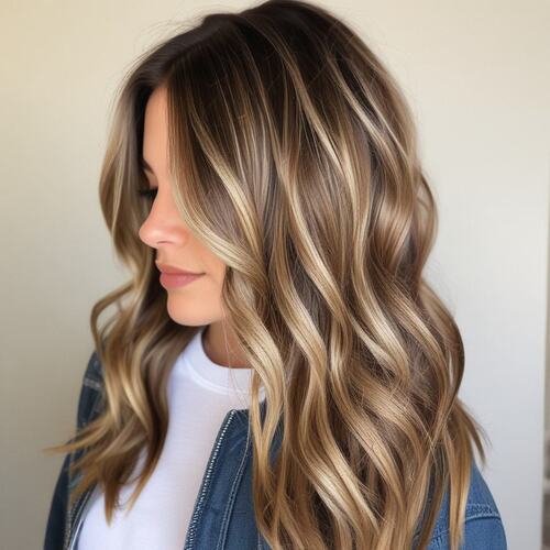 Light Brown with Creamy Blonde Highlights