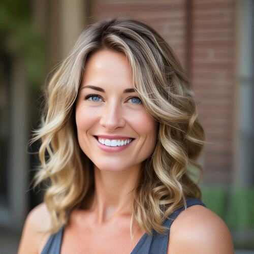 Blonde balayage on woman over 40