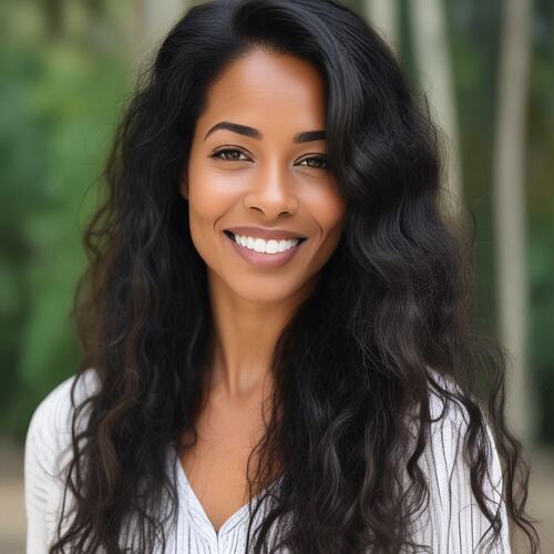 Long Curls on Beautiful Black Woman in Her 40s