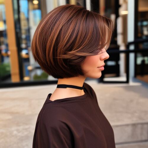 Voluminous Feathered Bob for Thick Hair