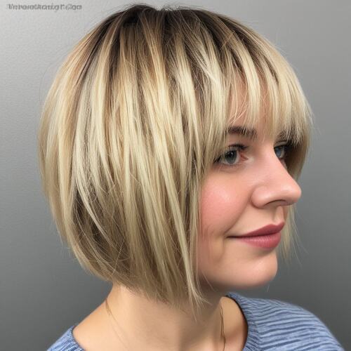 Chin-Length Bob with Textured Bangs