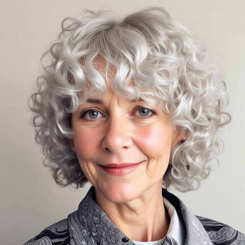 Classic Blonde Gray Curls for Women Over 50