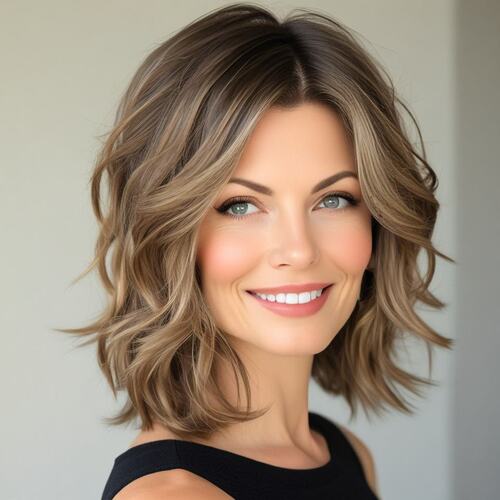 Textured Wavy Long Bob