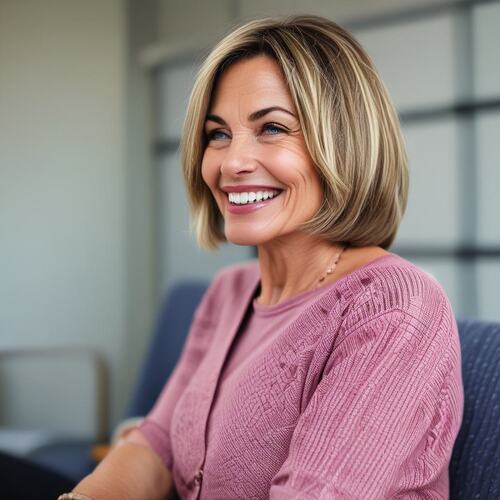 Chic Angled Bob on Mature Woman