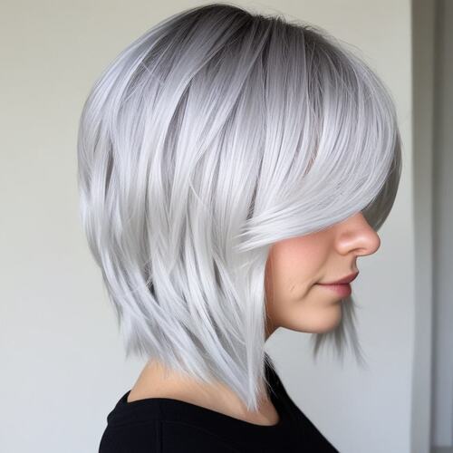 Silver Long Bob with Layers