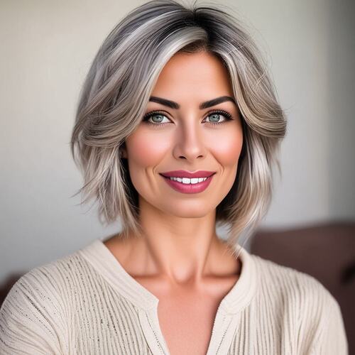 Textured Bob Cut on Woman in Her 40s