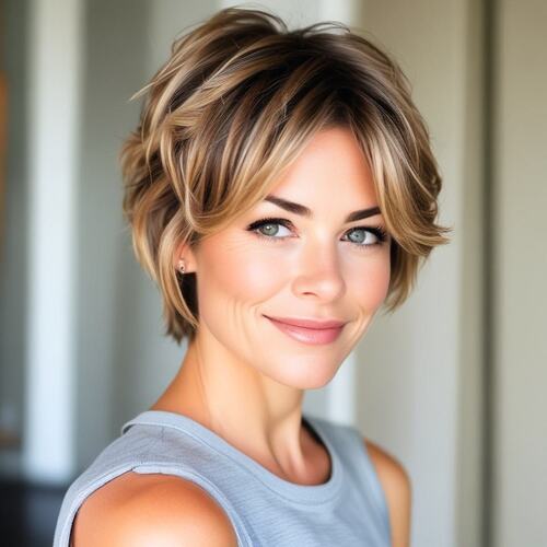 Layered Voluminous Pixie Bob