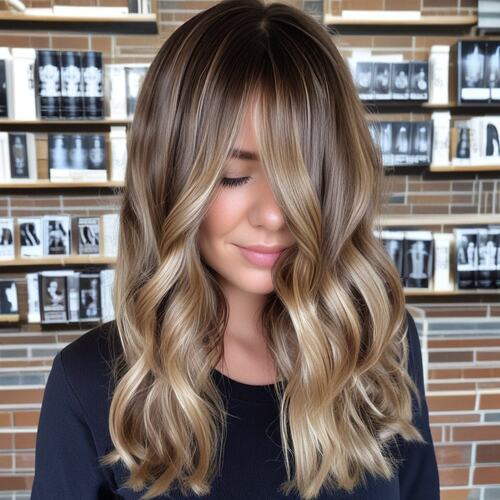 Mocha Brown with Honey Blonde Streaks