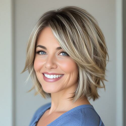 Side-Swept Layered Bob