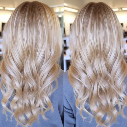 Light ash blonde waves with a cool tone