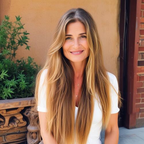 Long Sunkissed Balayage Hair on Woman Over 50