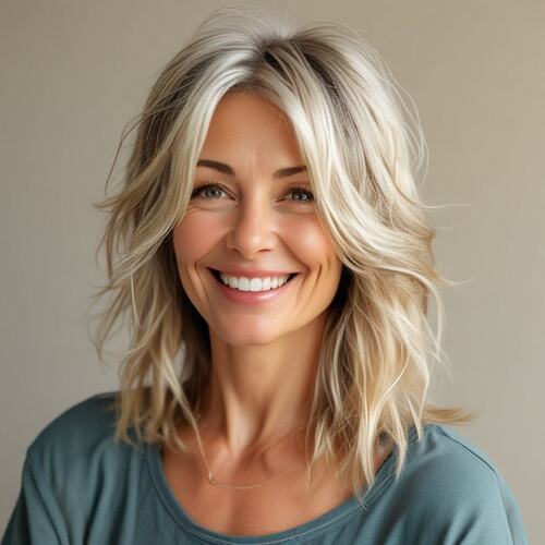 Piecey Beachy Waves on Woman Over 50