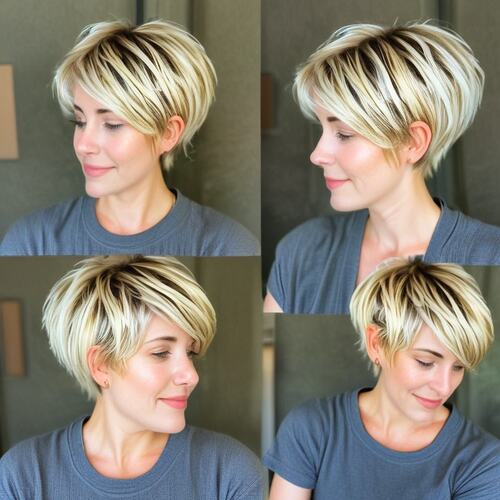 Icy Blonde Pixie Bob with Dark Roots