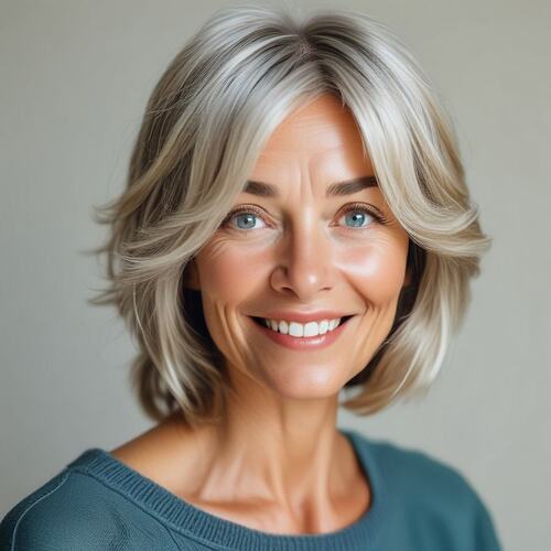 Ash Blonde Bob on Mature Woman