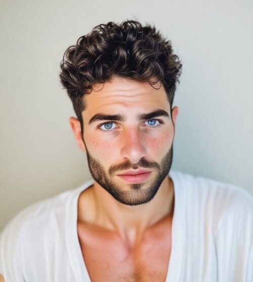 Curly Short Cut with Beard