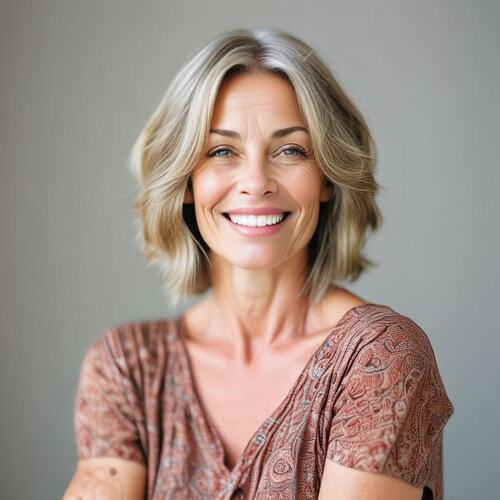 Voluminous Bob with Highlights for Older Women