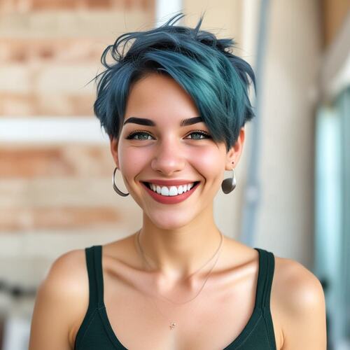 Bold Teal Pixie