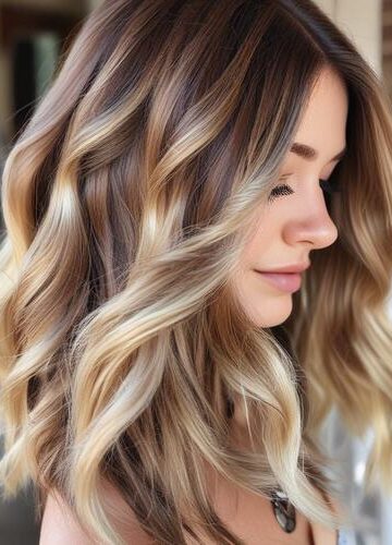 light brown with dreamy vanilla blonde streaks