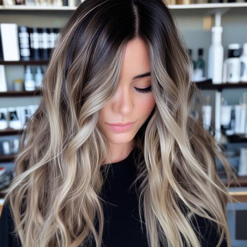 Espresso Brown with Cool Ash Blonde Highlights