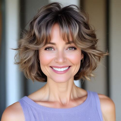 Wavy Bob with Bangs and Layers