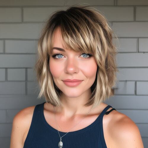 Soft Layered Bob with Wispy Bangs