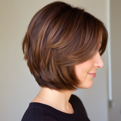 Light and Feathered Layered Bob