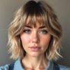 wavy bob with face-framing bangs