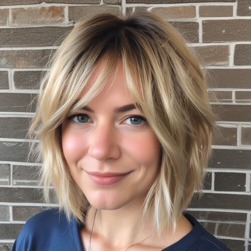 Tousled Layered Bob for Fine Hair