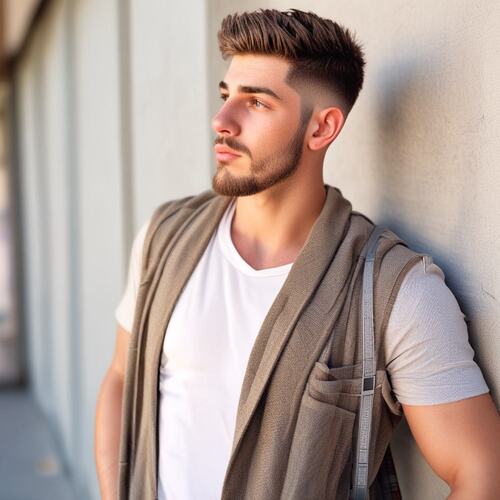 Layered Crop with Mid Fade for Men